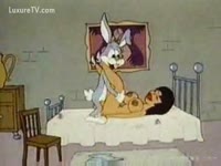 Brunette hentai whore slammed by rabbit in this beastiality vid